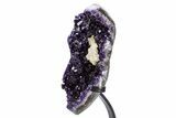 Amethyst Geode w/ Calcite on Metal Stand - Uruguay #306884-3